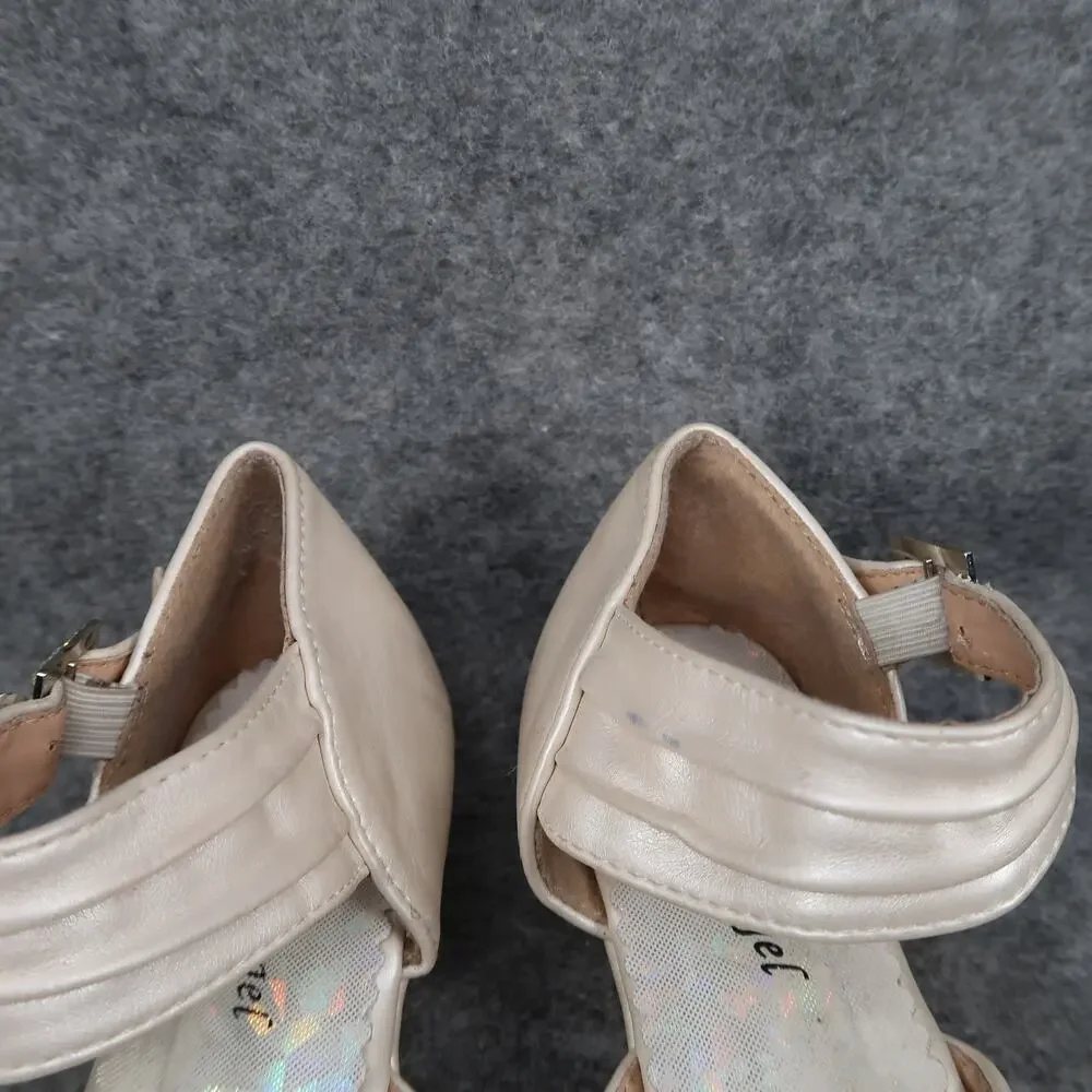 Little Angel Shoes Kids Girls 2 Dress Formal Low Wedge Heels Round Toe Buckle
